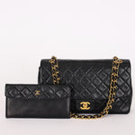 Chanel Single Flap with Pouch Black Lambskin 1991 24K GP
