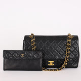 Chanel Single Flap with Pouch Black Lambskin 1991 24K GP