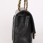 Chanel Single Flap with Pouch Black Lambskin 24K GP