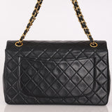 Chanel Single Flap with Pouch Black Lambskin 24K GP