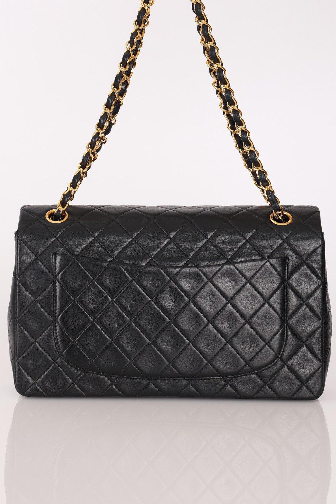 Chanel Single Flap with Pouch Black Lambskin 24K GP