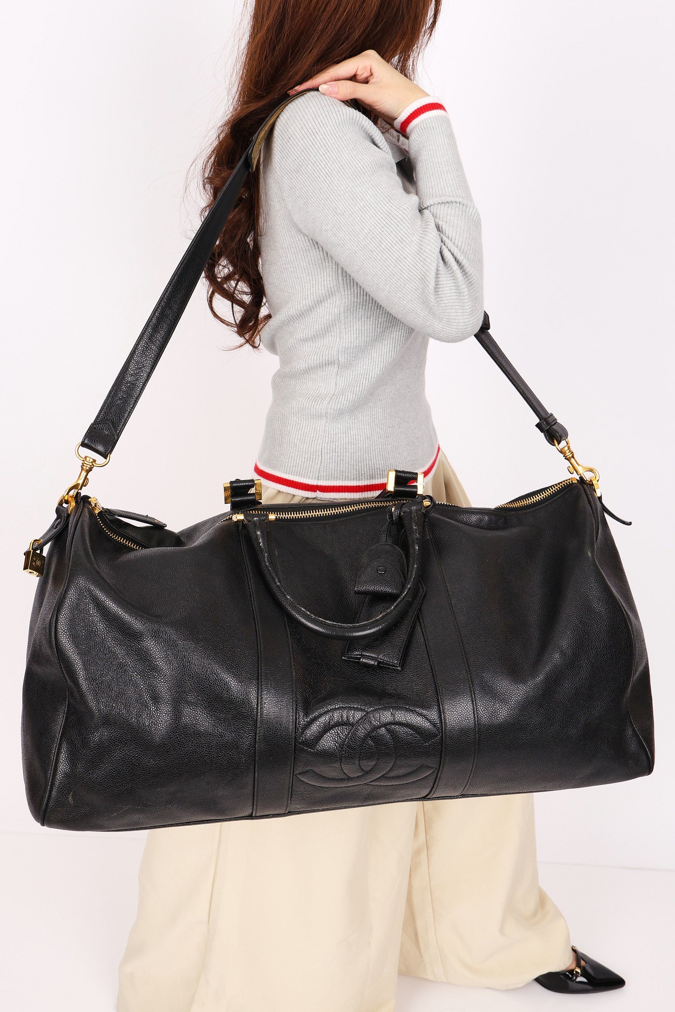 Chanel Timeless Duffle Bag Black Caviar 1993 24K GP