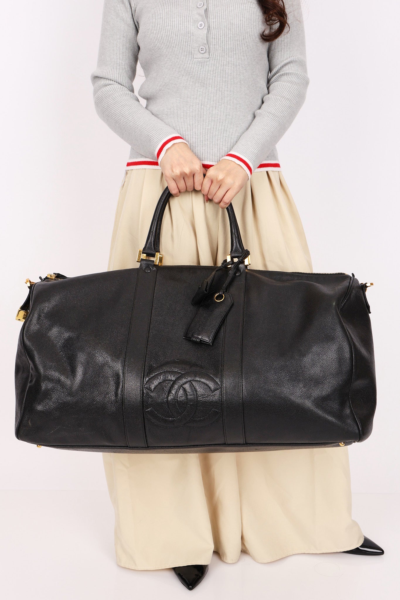 Chanel Timeless Duffle Bag Black Caviar 1993 24K GP