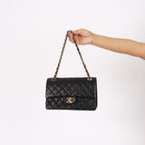 Chanel Small Classic Double Flap Black Lambskin 1990s 24K GP