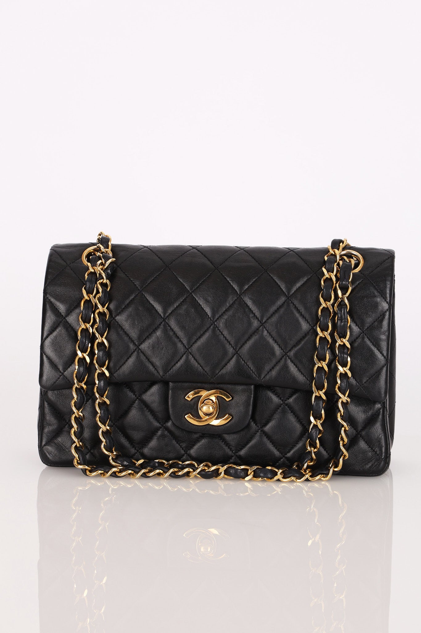 Chanel Small Classic Double Flap Black Lambskin 24K GP