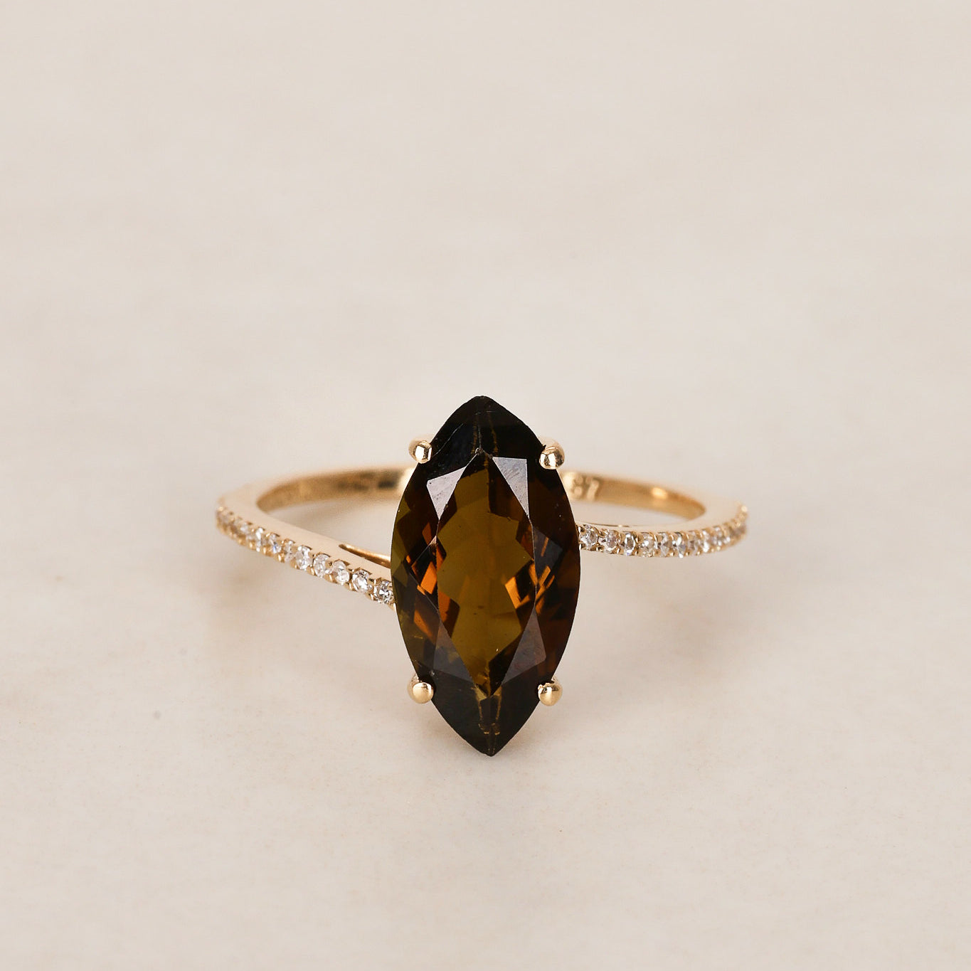 14K Tourmaline & Diamond Gold Ring