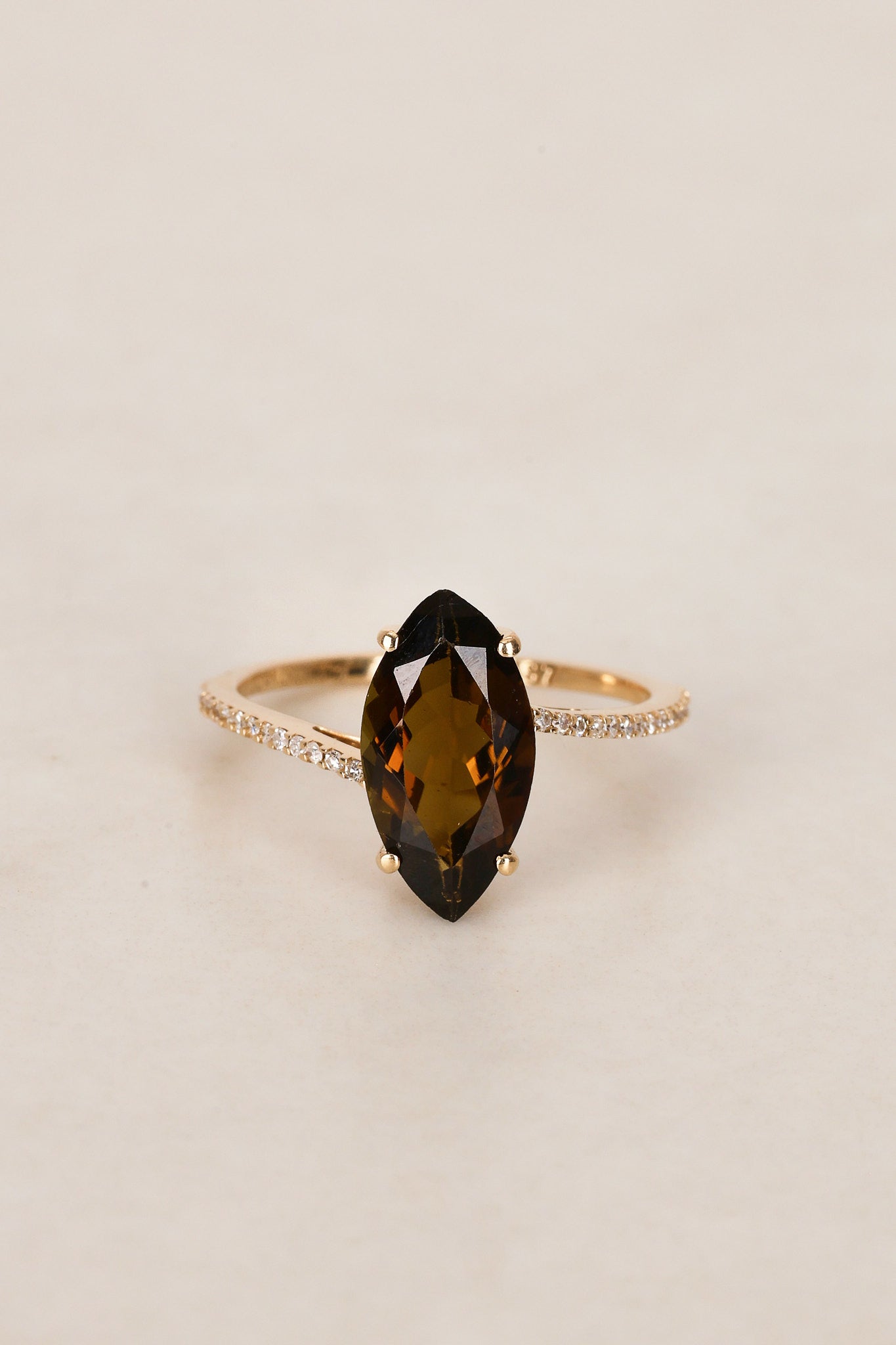 14K Tourmaline & Diamond Gold Ring
