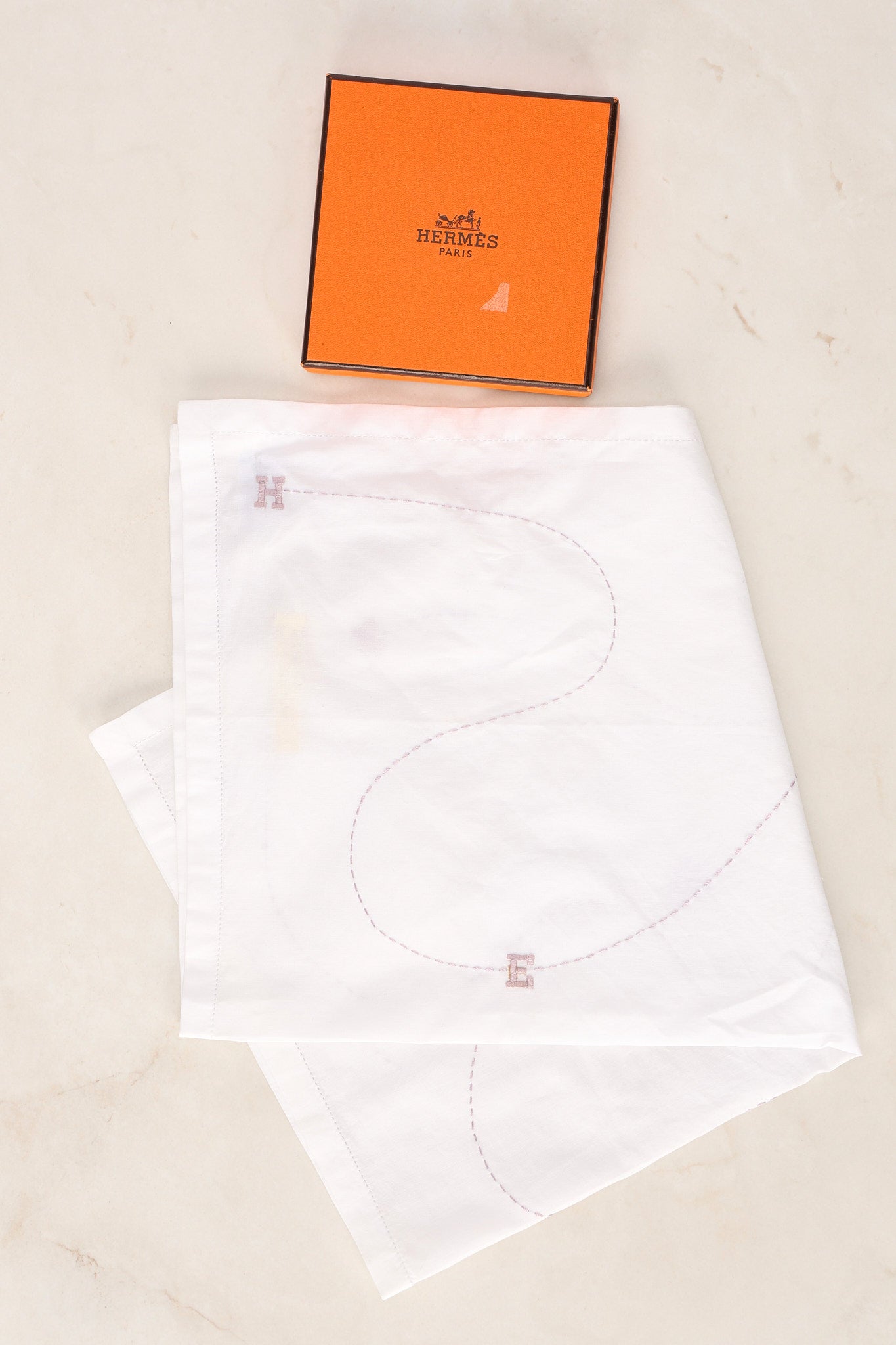 Hermès Logo Embroidered Handkerchief
