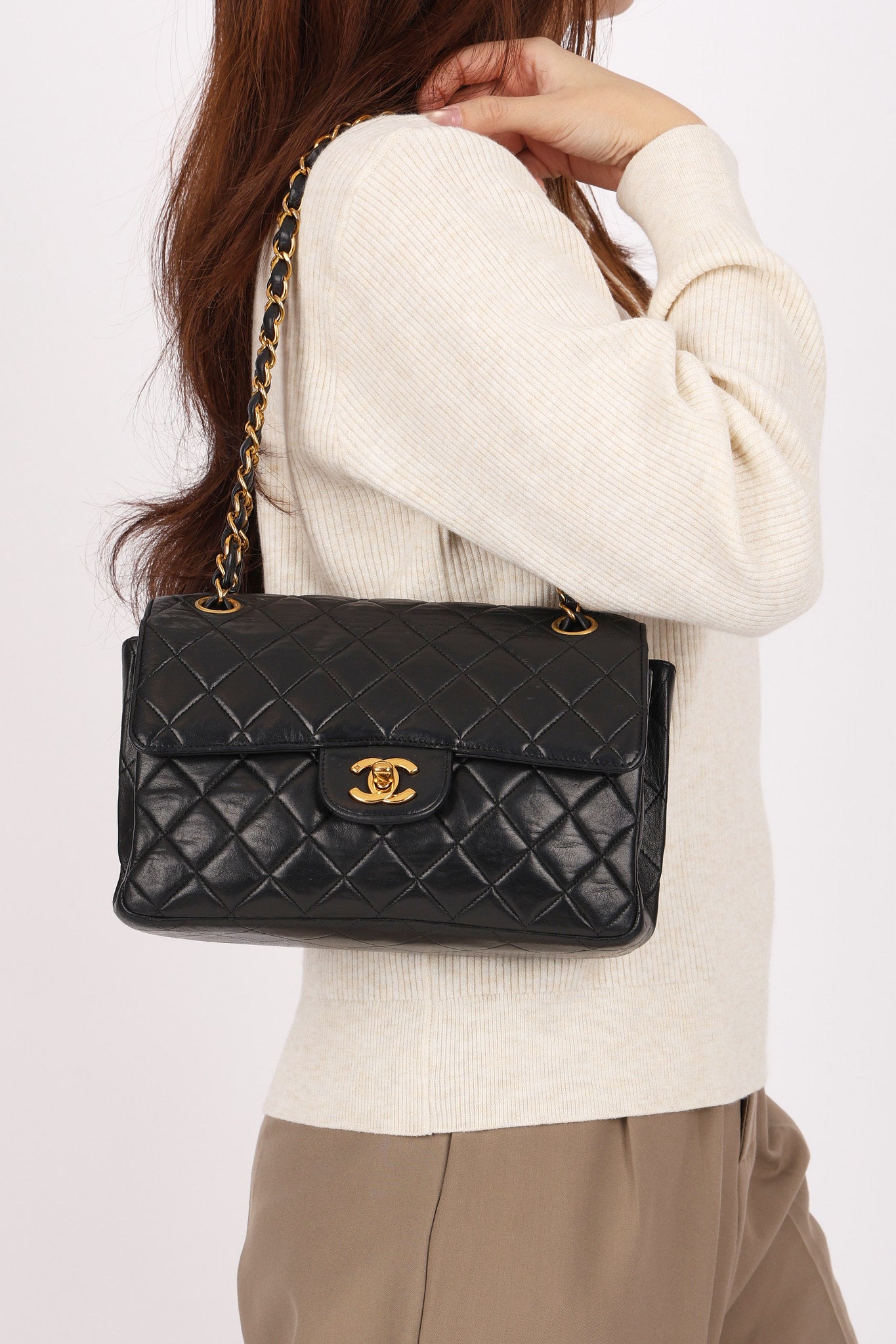 Chanel Double Sided Classic Flap Black Lambskin 24K GP
