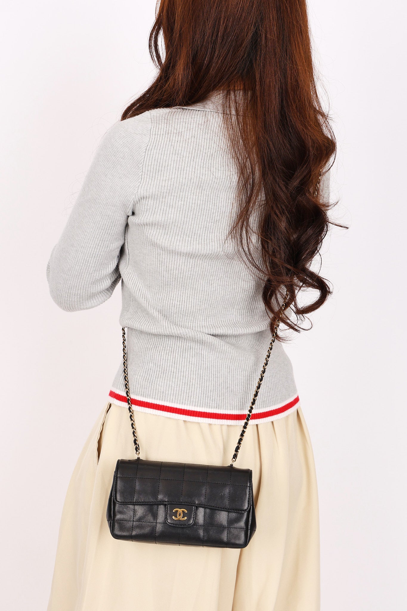 Chanel Chocolate Bar Mini Single Flap Black Lambskin 2010 GHW