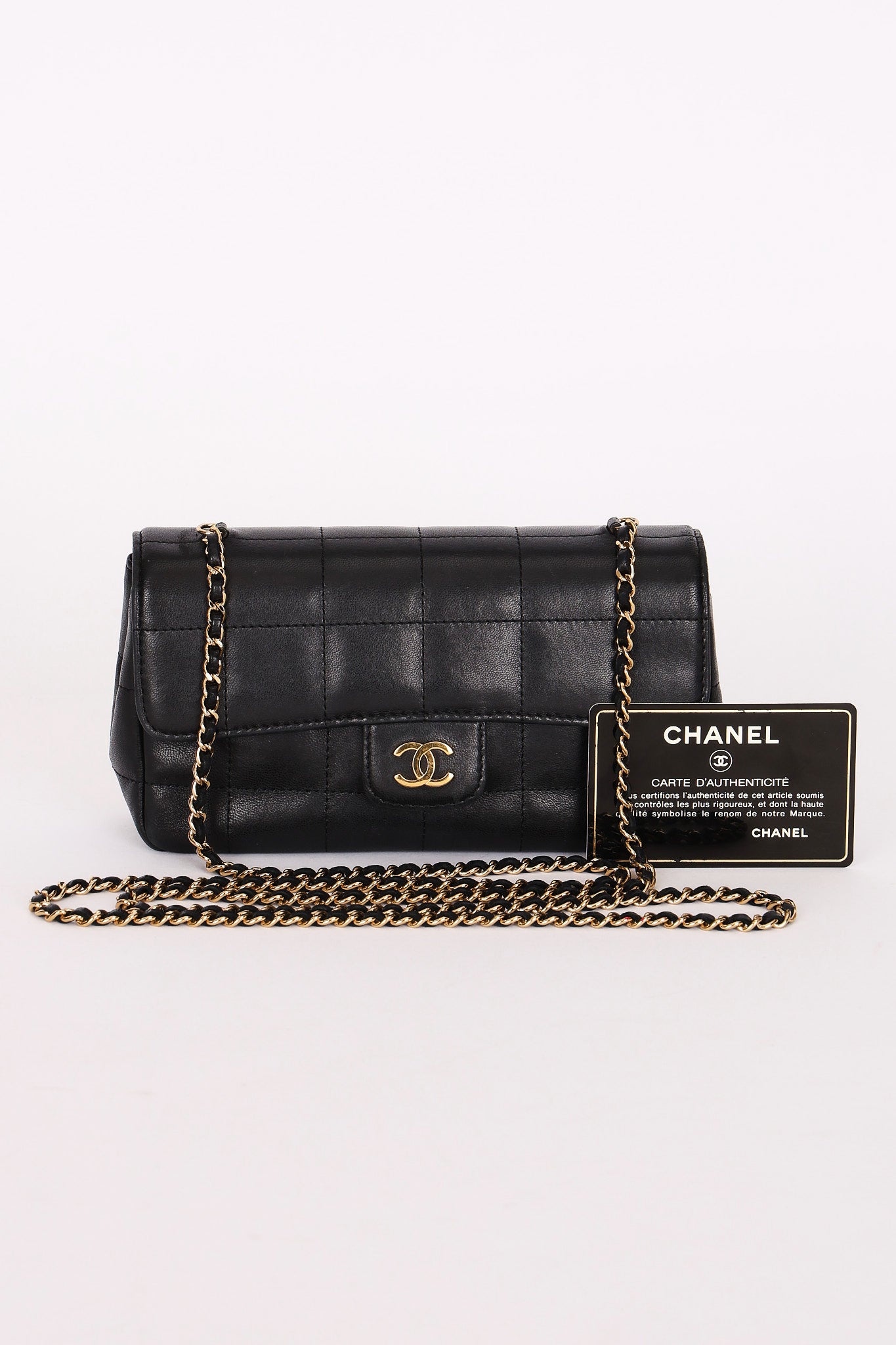 Chanel Chocolate Bar Mini Single Flap Black Lambskin 2010 GHW