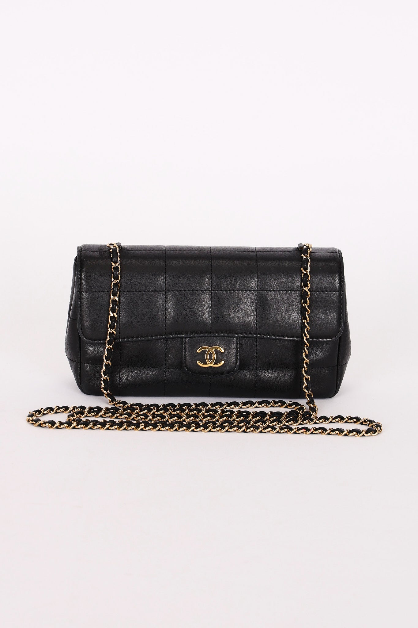 Chanel Chocolate Bar Mini Single Flap Black Lambskin 2010 GHW