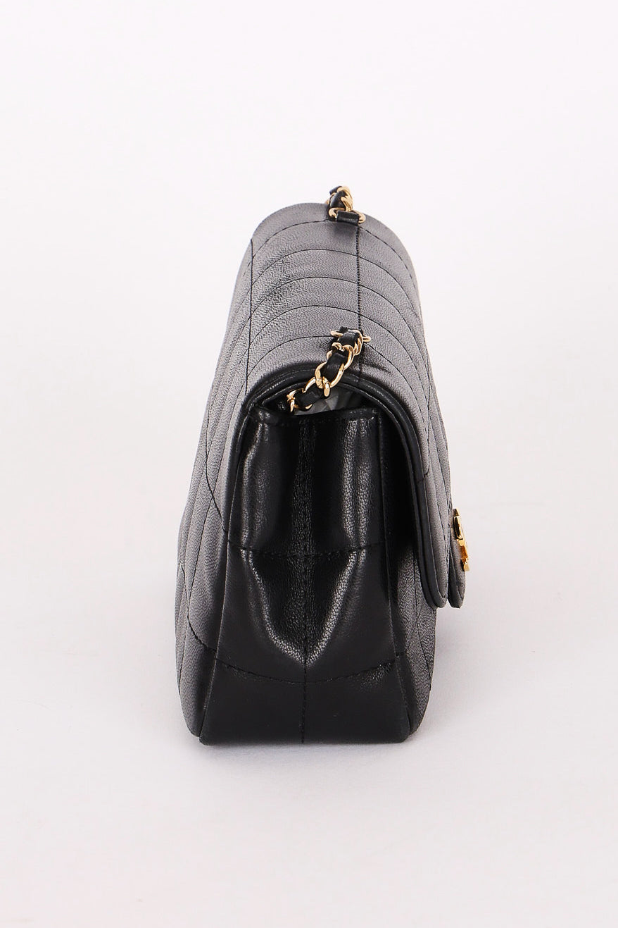 Chanel Chocolate Bar Mini Single Flap Black Lambskin 2010 GHW
