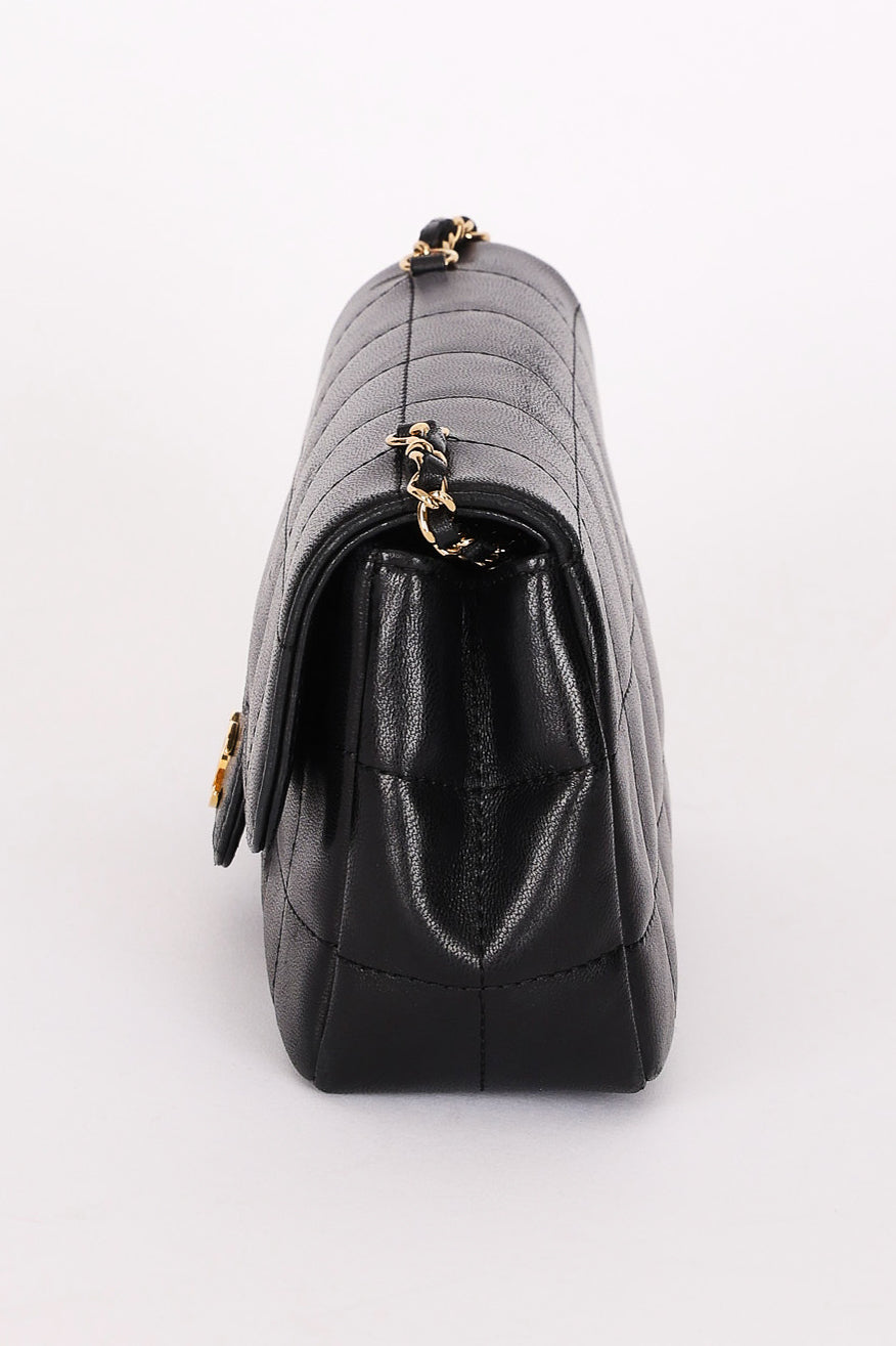 Chanel Chocolate Bar Mini Single Flap Black Lambskin 2010 GHW