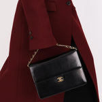 Chanel CC Push-Pin Single Flap Black Boxcalf 1997 24K GP