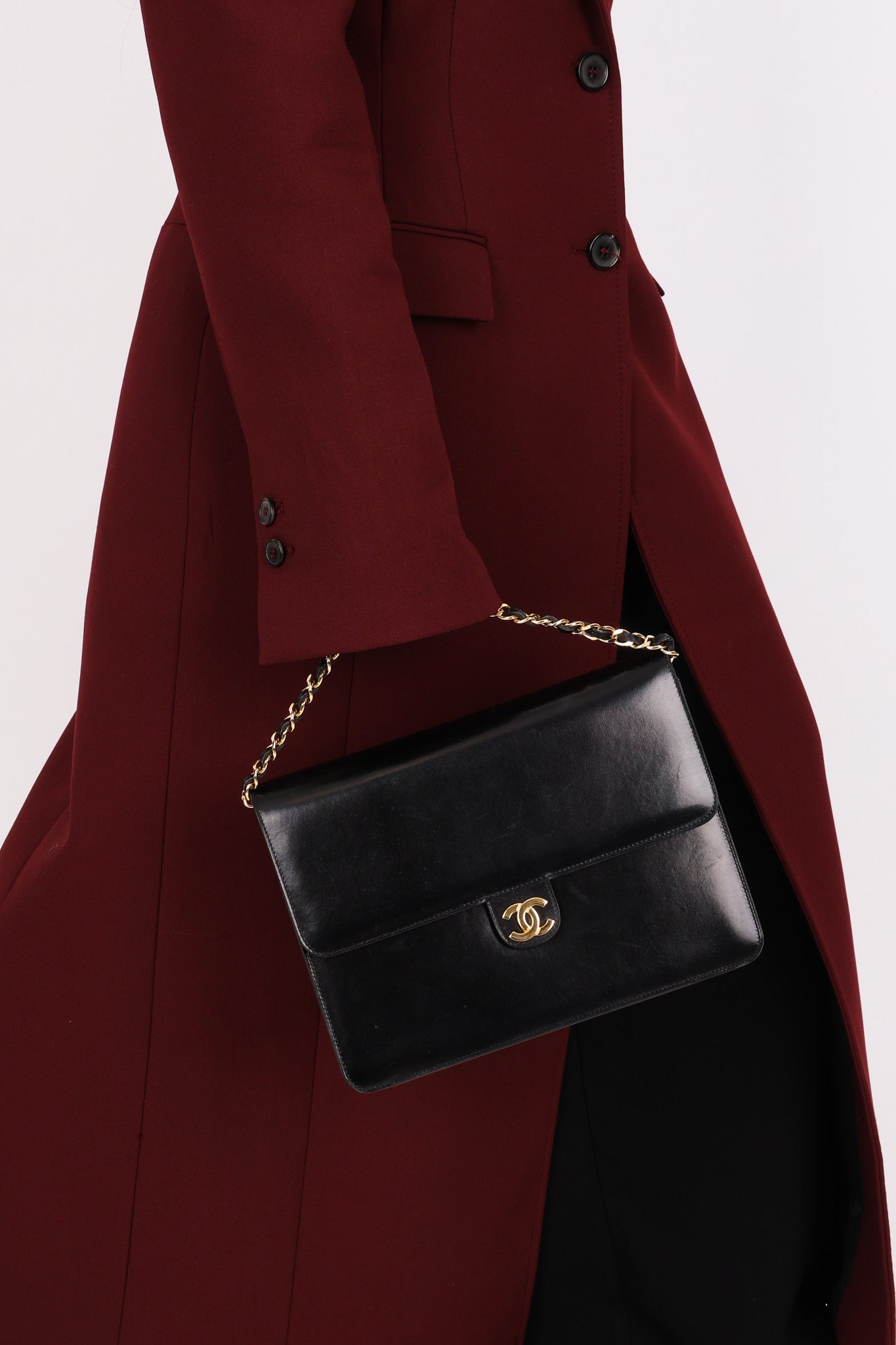 Chanel CC Push-Pin Single Flap Black Boxcalf 1997 24K GP