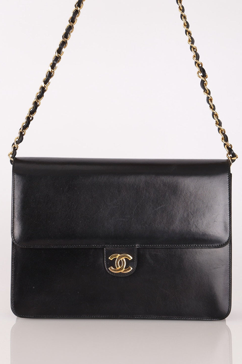 Chanel Single Flap Black Boxcalf 24K GP