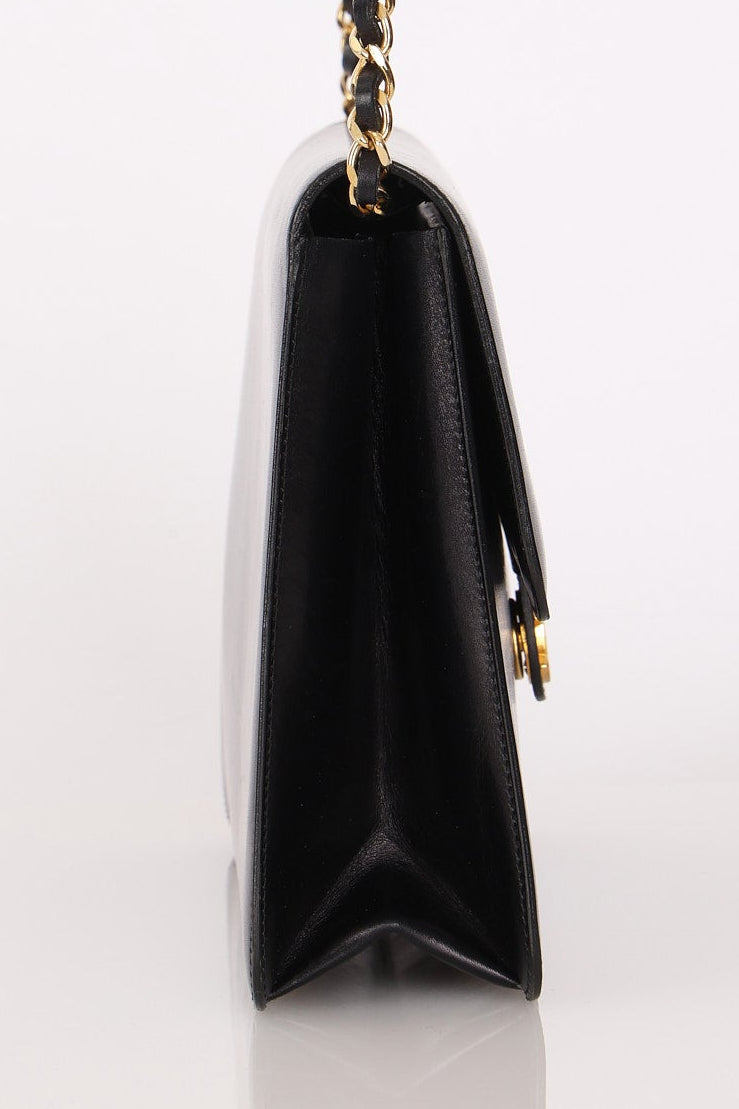 Chanel Single Flap Black Boxcalf 24K GP