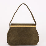 Chanel Matelasse Gamaguchi Frame Shoulder Bag Green Suede 1991 GHW