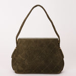 Chanel Matelasse Gamaguchi Frame Shoulder Bag Green Suede 1991 GHW