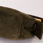 Chanel Matelasse Gamaguchi Frame Shoulder Bag Green Suede 1991 GHW