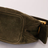 Chanel Matelasse Gamaguchi Frame Shoulder Bag Green Suede 1991 GHW