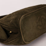 Chanel Matelasse Gamaguchi Frame Shoulder Bag Green Suede 1991 GHW