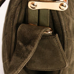 Chanel Matelasse Gamaguchi Frame Shoulder Bag Green Suede 1991 GHW