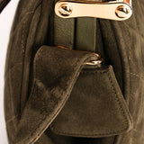 Chanel Matelasse Gamaguchi Frame Shoulder Bag Green Suede 1991 GHW