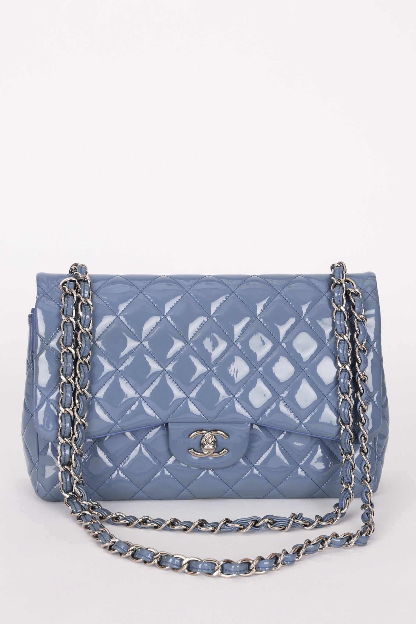 Chanel Jumbo Classic Double Flap Blue Patent 2011 SHW