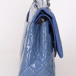 Chanel Jumbo Classic Double Flap Blue Patent SHW