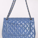 Chanel Jumbo Classic Double Flap Blue Patent SHW