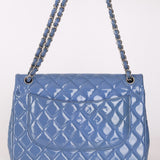Chanel Jumbo Classic Double Flap Blue Patent SHW
