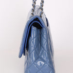 Chanel Jumbo Classic Double Flap Blue Patent SHW