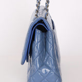 Chanel Jumbo Classic Double Flap Blue Patent SHW