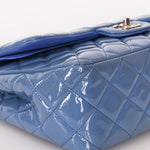 Chanel Jumbo Classic Double Flap Blue Patent SHW