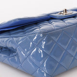 Chanel Jumbo Classic Double Flap Blue Patent SHW