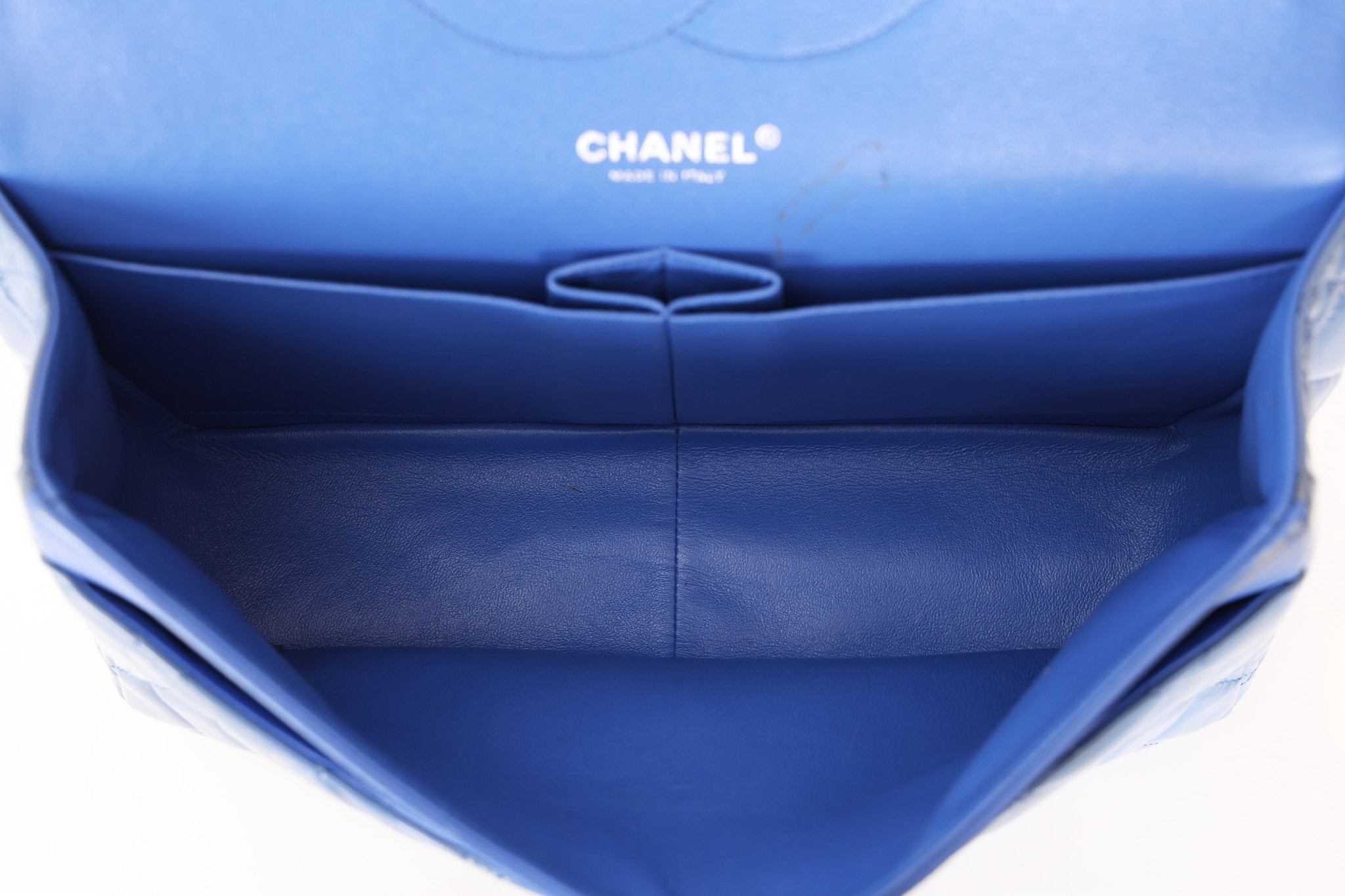 Chanel Jumbo Classic Double Flap Blue Patent SHW