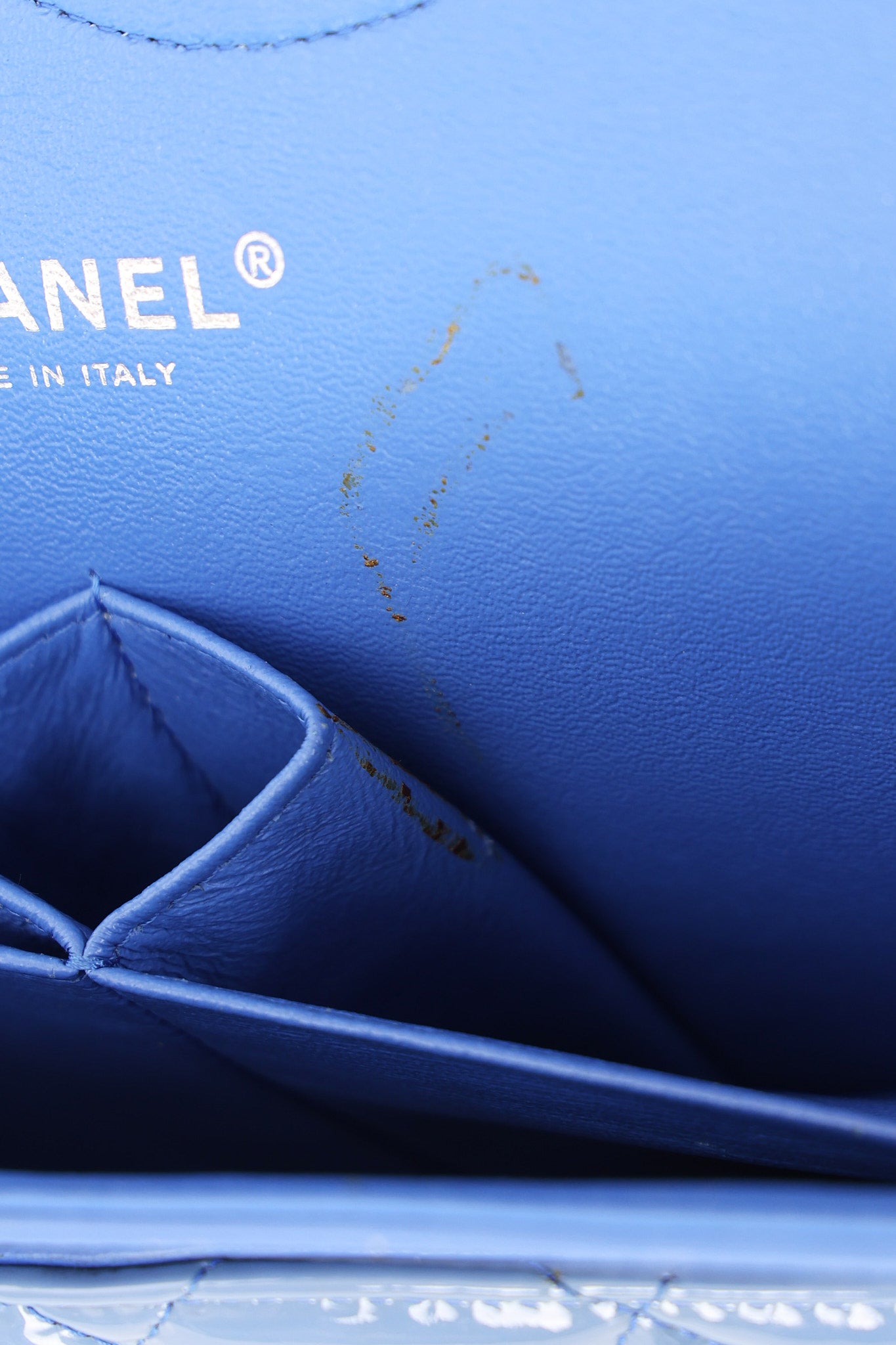 Chanel Jumbo Classic Double Flap Blue Patent SHW