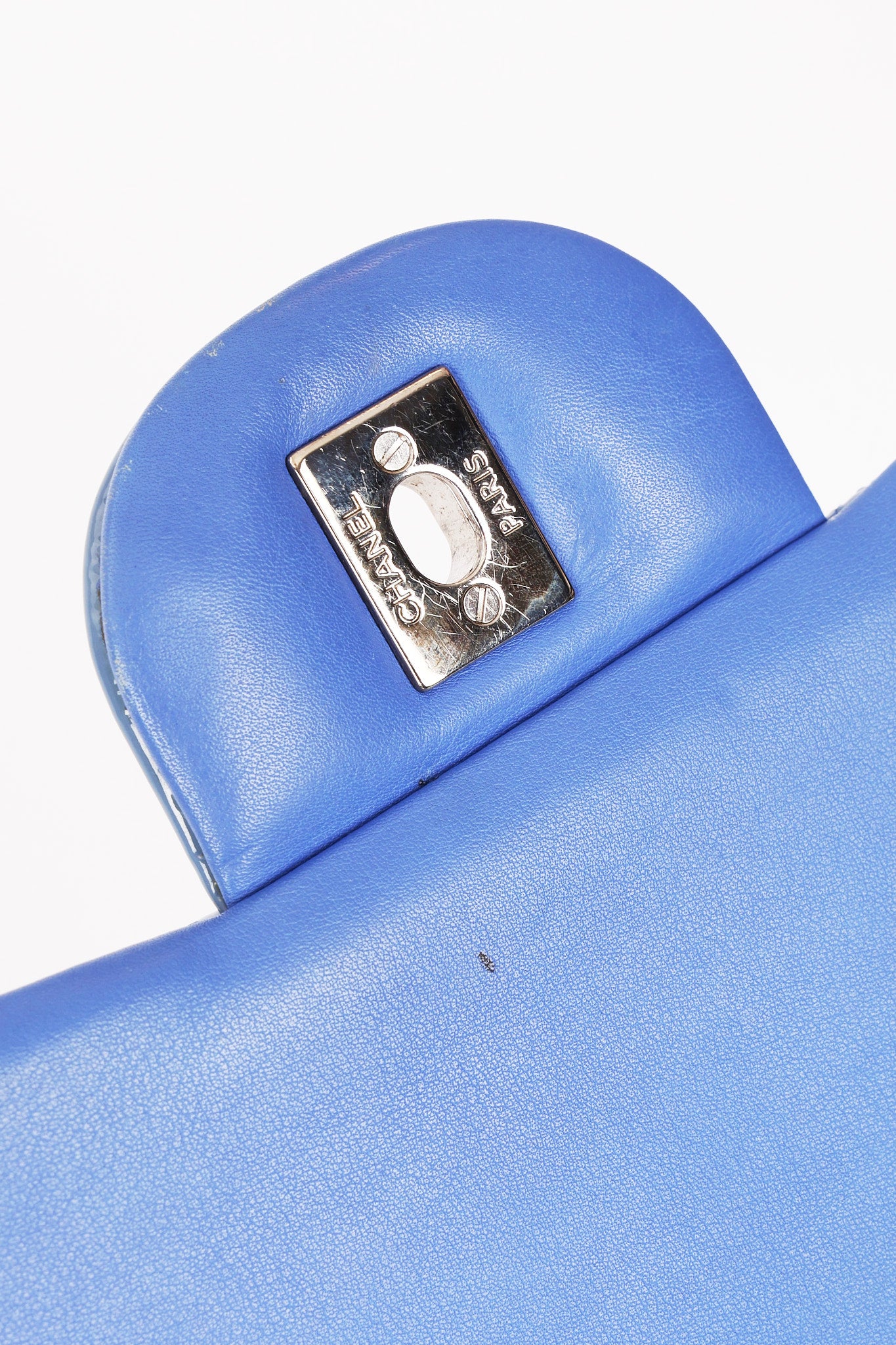 Chanel Jumbo Classic Double Flap Blue Patent SHW