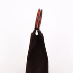 Chanel Tortoise Acrylic Top Handle Bag Brown Suede