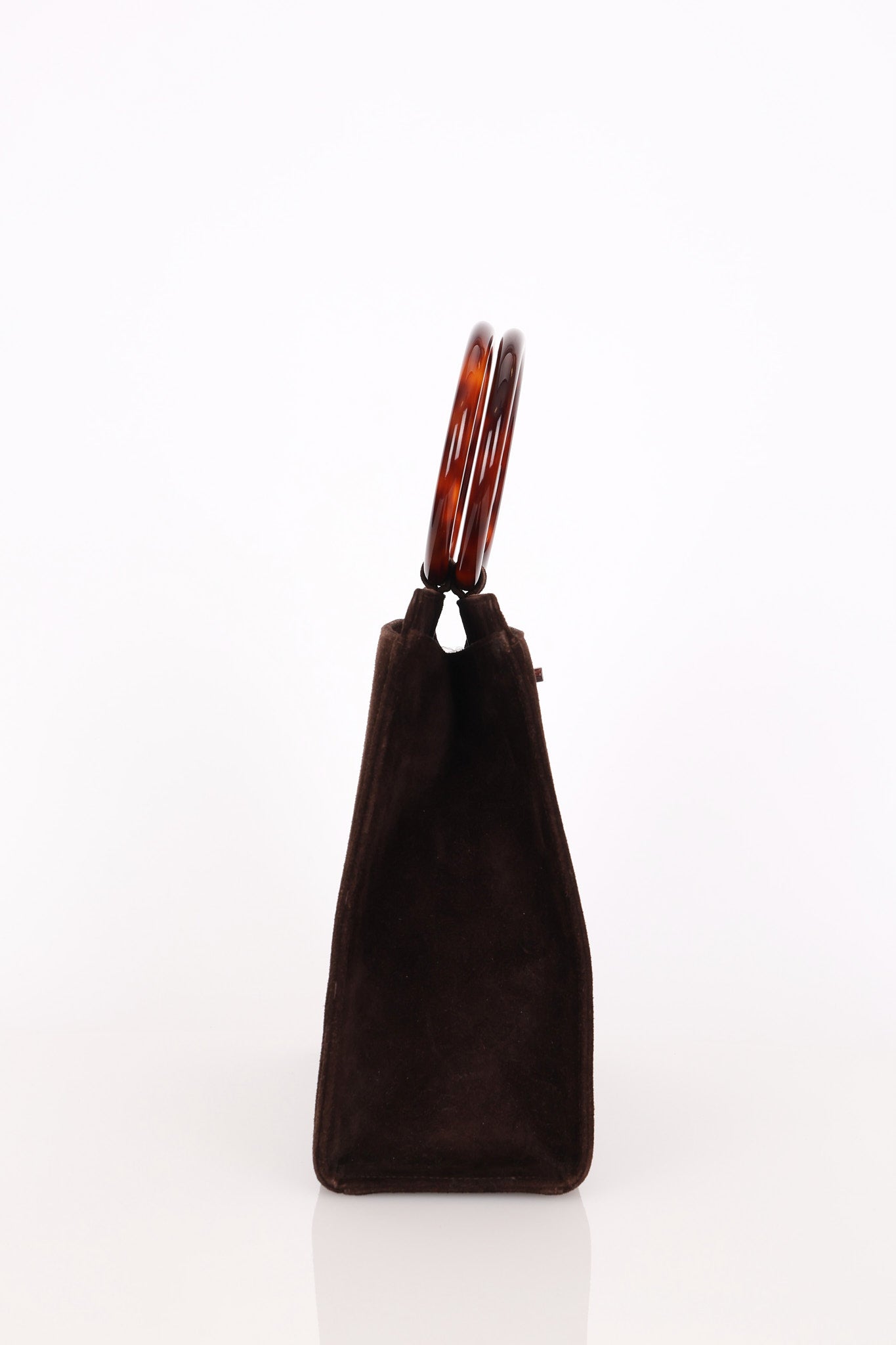 Chanel Tortoise Acrylic Top Handle Bag Brown Suede