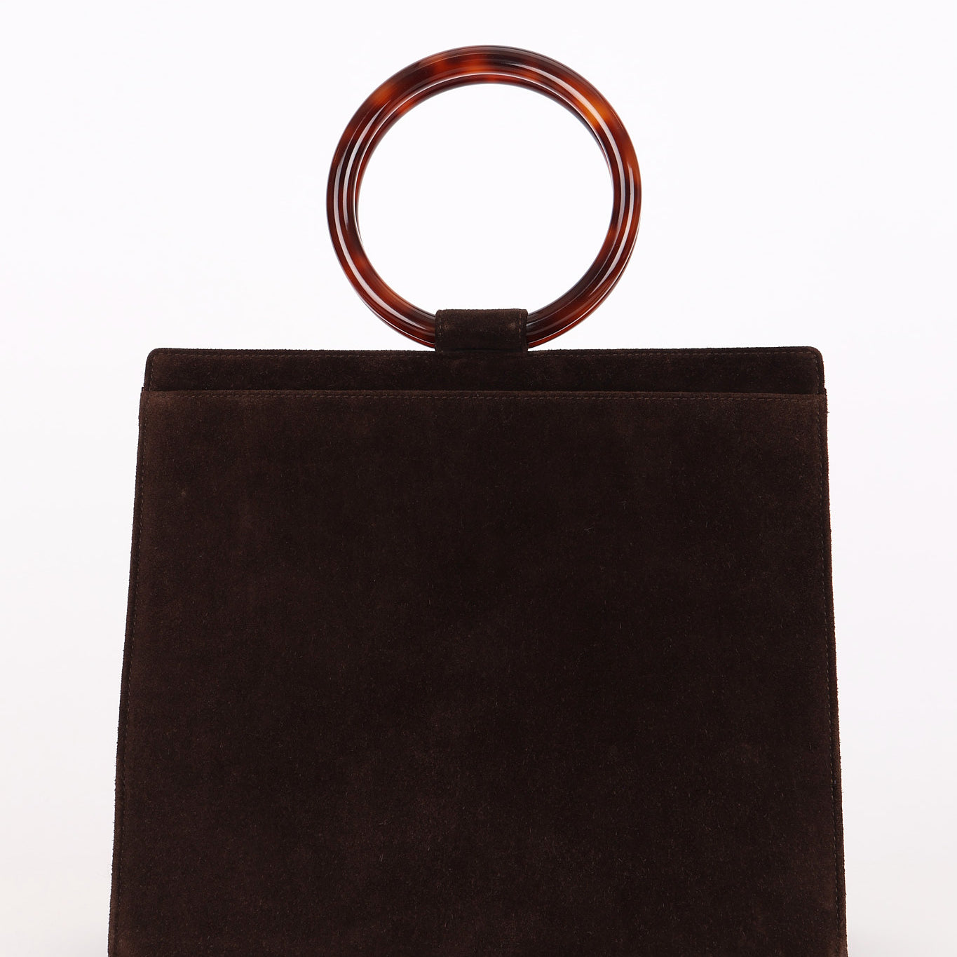 Chanel Tortoise Acrylic Top Handle Bag Brown Suede