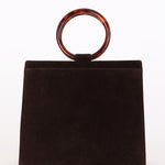 Chanel Tortoise Acrylic Top Handle Bag Brown Suede