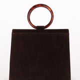Chanel Tortoise Acrylic Top Handle Bag Brown Suede