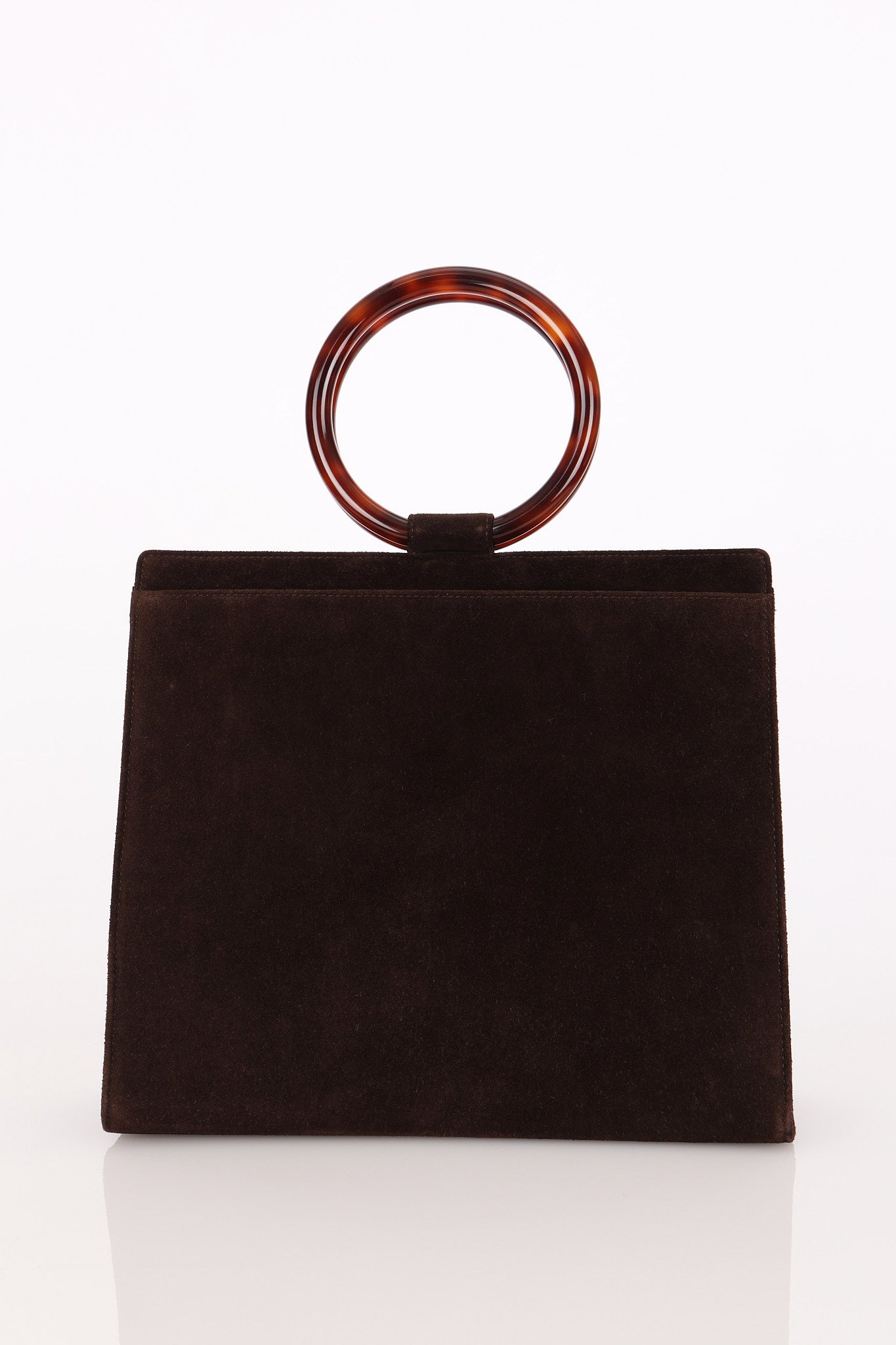 Chanel Tortoise Acrylic Top Handle Bag Brown Suede