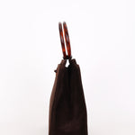 Chanel Tortoise Acrylic Top Handle Bag Brown Suede