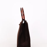 Chanel Tortoise Acrylic Top Handle Bag Brown Suede