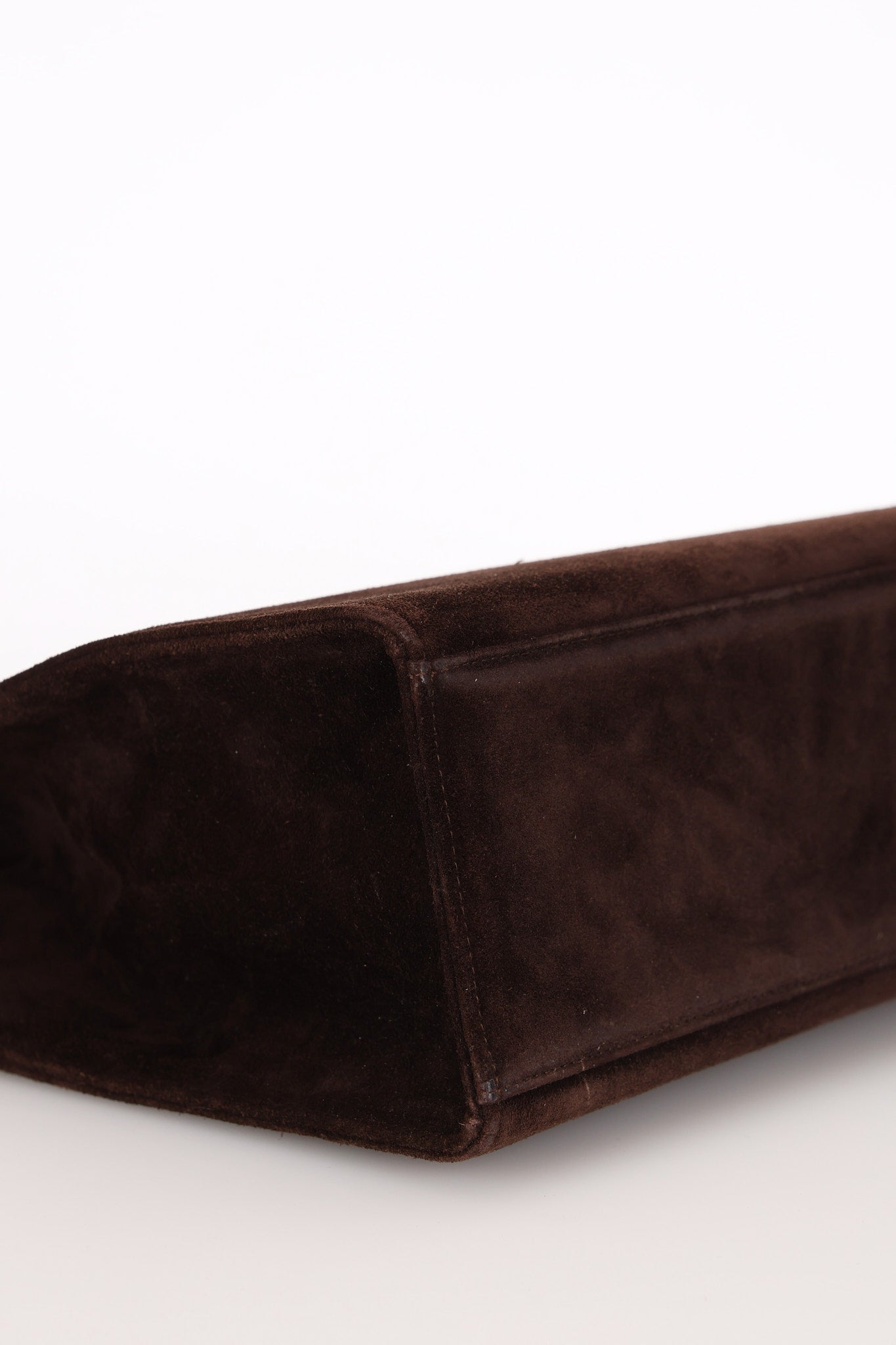 Chanel Tortoise Acrylic Top Handle Bag Brown Suede