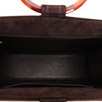 Chanel Tortoise Acrylic Top Handle Bag Brown Suede